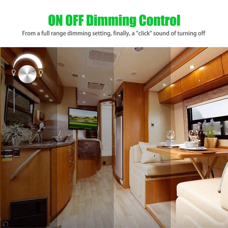Greenclick 12V DC Dimmer Switch, 5-24 Volts Dimmer Switch PWM Waterproof for LED RV Lights Interior, Ceiling Lights, Halogen, Incandescent, Auto, Truck, Marine, Strip Lighting - Long Shaft - Image 3